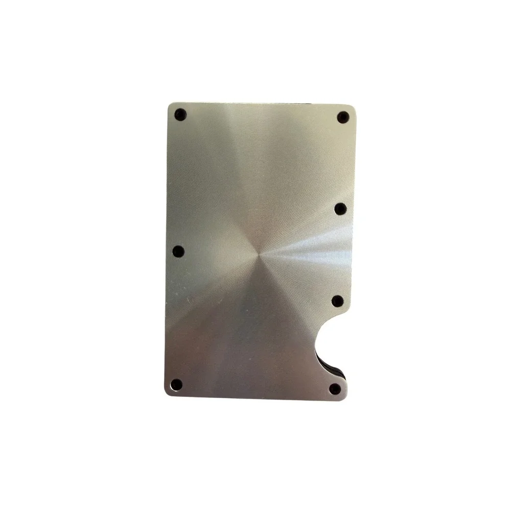 Mens Minimalist Metal Card Holder Wallet‎ with Money Clip Brushed Silver Finish